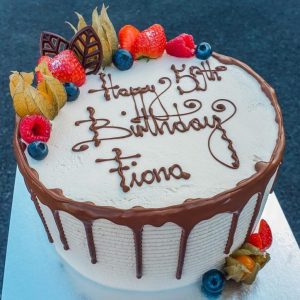 9″ Round Fresh Cream & Fresh Fruit Cake with Drizzle